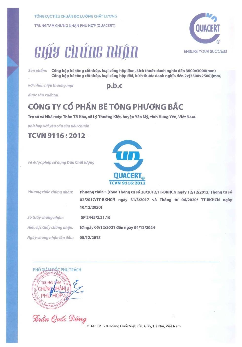 chứng nhận cống hộp